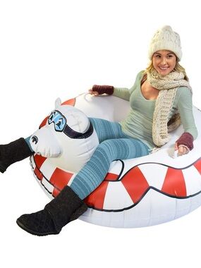 GoFloats Inflatable Polar Bear Heavy Duty Snow Tube Kids & Adults 48” New In Box